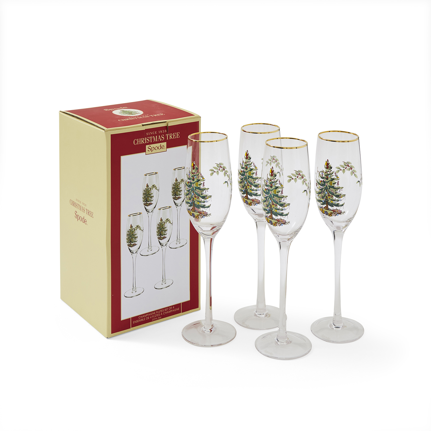 Christmas Tree Set of 4 Champagne Flutes image number null
